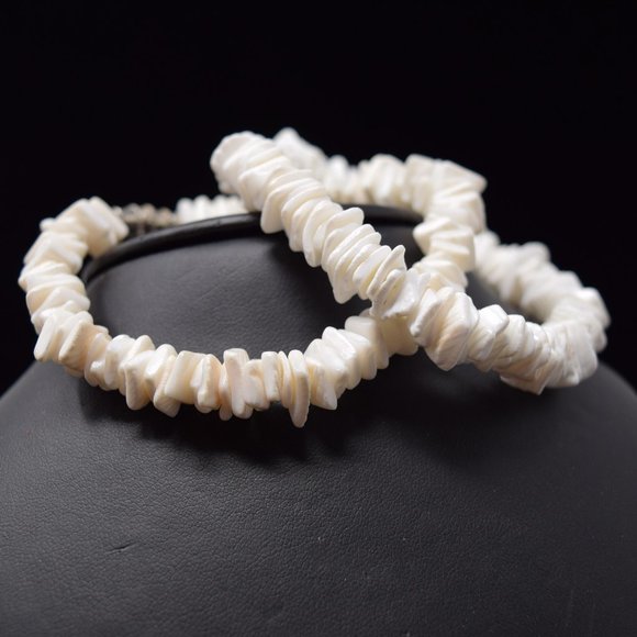 2 Puka Shell Bracelet Chipped Sea Shell 8" Unisex Surf Sand Hula Beach Barrel - Picture 6 of 7